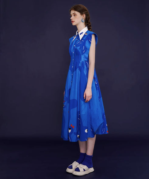 Blue Bird Flare Dress